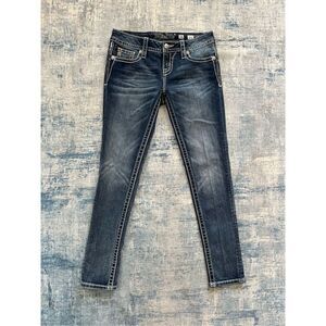 Miss Me Signature Skinny Rhinestone Sequin Jeans Size 26 x 30